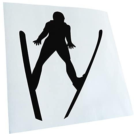 Kiwistar - Autoaufkleber - Skispringen Sportler Figur - schwarz - 11,5x10cm - Heckscheibe Auto Aufkleber wetterfest für Kfz LKW Mofa Truck - Sticker außen selbstklebend Tuning Zubehör für Fenster