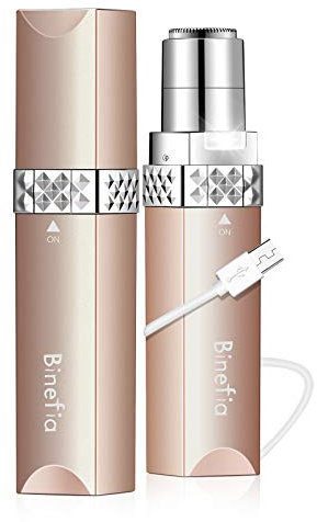 Facial Hair Remover Women, Binefia USB Rechargeable Hair Removal, Painless Face Hair Trimmer, Portable Electric Razor, Waterproof Ladies Shaver for Peach Fuzz/Lip/Chin