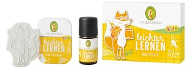 PRIMAVERA Kids Leichter lernen Duftset 6 Stück - Geschenkbox, Duftstein und Duftmischung - Aromaöl, Duftöl, ätherisches Öl, Aromatherapie - Geschenk - vegan