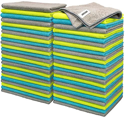 FIXSMITH Microfibre Cloth- Pack of 50, Multifunctional Microfibre Towels,30x40CM, Highly Absorbent Microfiber Duster Cloths for Kitchen, Lint-Free,Streak-Free Cleaning Cloths for Car