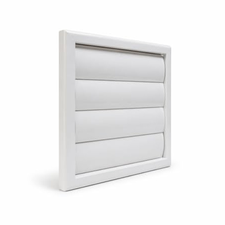 Fantronix 150 mm Gravity Flap Wall Vent Grille, White | 185 x 185 mm Faceplate With Push-Fit Rear Spigot For Bathroom And Kitchen Ducting.