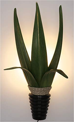 Applique/lampe Murale en Feuille de Palmier, Fabriquée à la Main à Bali à Partir de Matériaux Naturels, Bois de Palmier - Modèle Formentera Vert, Fibredeverre, 60x27x20 cm, Les Appliques Murales
