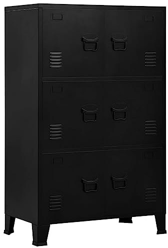 vidaXL Industrielle Aufbewahrungsbox, Aufbewahrungsschrank, Regal, Möbel, Büro, Haus, Innenbereich, Schwarz, 75 x 40 x 120 cm, Stahl