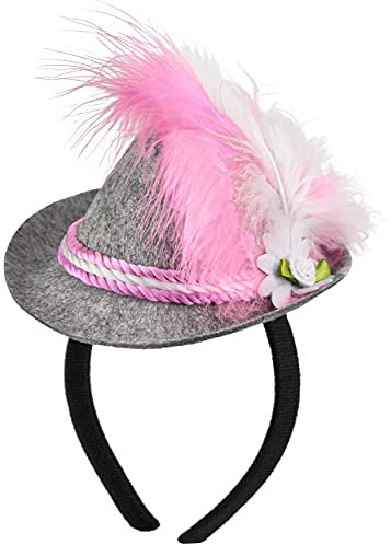 Balinco Mini Seppelhut Haarreif mit Feder Blau – Trachten Filz Tiroler Hut für Damen & Herren – Bayerisches Kostümaccessoire für Oktoberfest, Karneval, Fasching & Mottoparty – Unisex Einheitsgröße