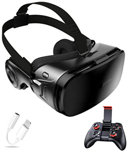Gafas de Realidad Virtual, 3D VR Gafas con Controlador Bluetooth para Juegos Visión Panorámico VR Glasses para iPhone 13 Pro Max/13 Pro/13/12/11, para Samsung Galaxy S21, Huawei, Xiaomi