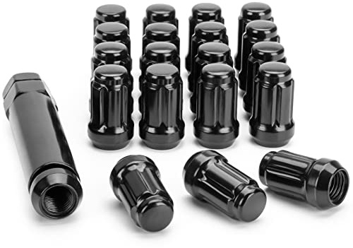 20Pack M12x1.5 Lug Nuts, Black Lug Nuts Replacement for Honda Civic CRV Pilot Chevy Impala Acura TSX Ford Escape Focus Fusion Aftermarket Wheel, M12x1.50 Spline Lug Nut with Key 19mm Hex 1.38 Long
