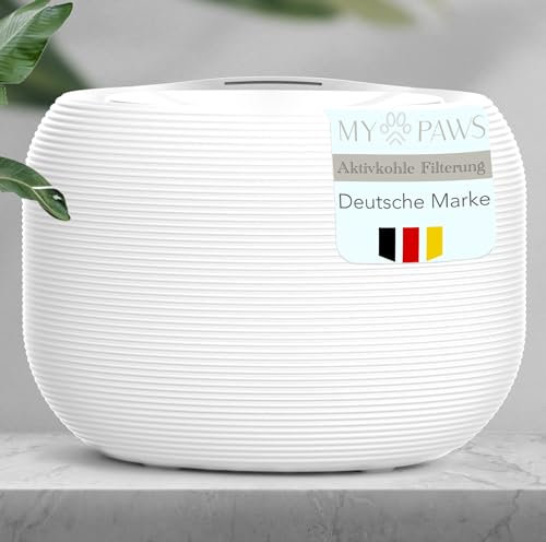 MyPaws® PET POD Keramik Optik ultraleiser Katzentrinkbrunnen Trinkbrunnen für Katzen - stromsparender Wasserspender Trinkbrunnen Kitten Katzenbrunnen mit großem Wassertank Nicht kabellos