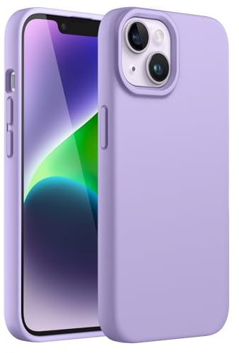 JETech Silikon Hülle für iPhone 14, Helles Lila | Seidig Weiches Gefühl, Stoßschutz, Kratzfest, Mikrofaser-Innenfutter