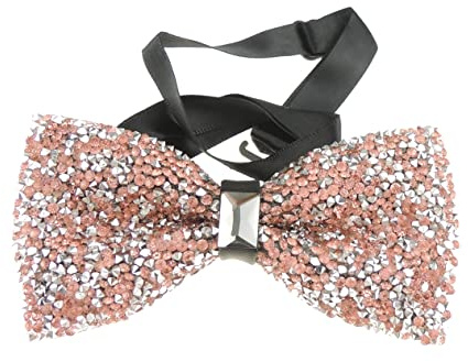 Glamour Girlz Herren-Fliege mit Strasssteinen, glitzernd, für Abendveranstaltungen, formelle Hochzeiten, Schwarz in über 20 Farben, Pfirsich-Silber, Einheitsgröße