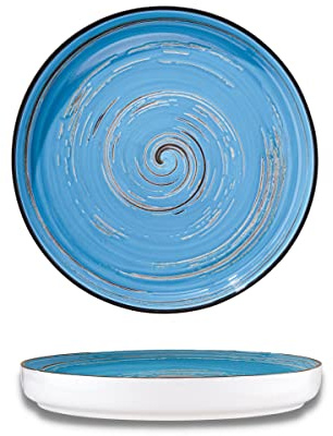 Wilmax - Assiettes plates gourmet SPIRAL - Forme originale - Design moderne - Sûres - Résistantes aux rayures - Polies à la main - Pour la maison - Pour les restaurants - Diamètre 28 cm