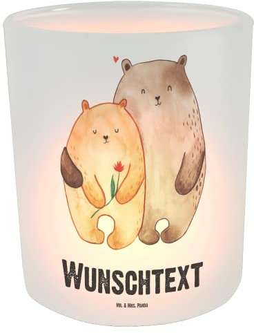 Mr. & Mrs. Panda Windlicht personalisiert Bären Liebe - Personalisierte Geschenke, mit Namen, Ehemann, Personalisiertes, Freundin, Verknallt, Kerzenglas, Beziehung, Kerzenhalter, Kuscheln, Laterne