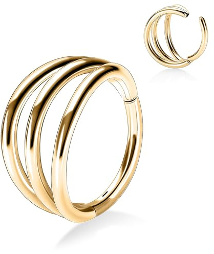 YEBOCIYO Piercing Ring 16G Nasenring Conch Helix Knorpel Septum Piercing Daith Rook Tragus Piercing Schmuck Edelstahl Body Piercing Triple Double Line Silber Gold