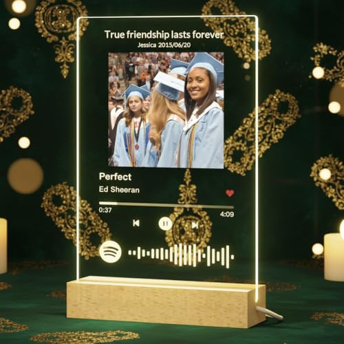 SENSING Placa de Spotify personalizada, marco código música, arte cristal canción personalizado decoración escritorio para niños hijo hija aula escuela universidad graduación regalos del día maestro
