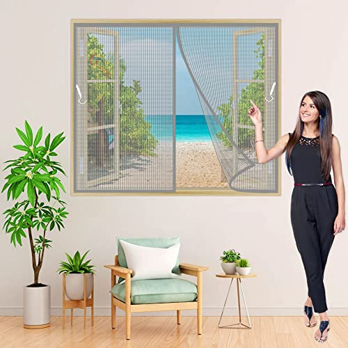 Klemm Lamellenvorhang Fliegengitter Insektenschutzvorhang 150x165 cm Easy Install Magnet Vorhang Fliegenvorhang Moskitonetz Insektenschutz Fenstervorhang Grau Z