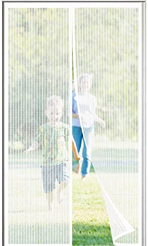 Fliegengitter balkontür Ohne Bohren 85x200 cm,Fliegengitter Tür Magnet,Insektenschutz balkontür，Full Frame,Stärkere Magneten,Geeignet für Balkontüren, Fenstertüren, Terrassentüren,Weiß