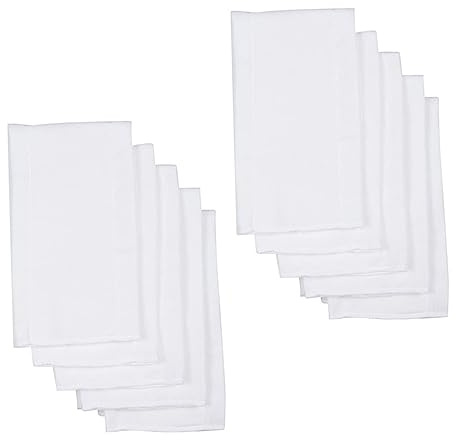 TOYANDONA Cotton Burp Cloths and Reusable Cloth Diaper Inserts 10 Pcs Soft Breathable White Fabric, Extra Absorbent for Newborns, for Walking and Outing