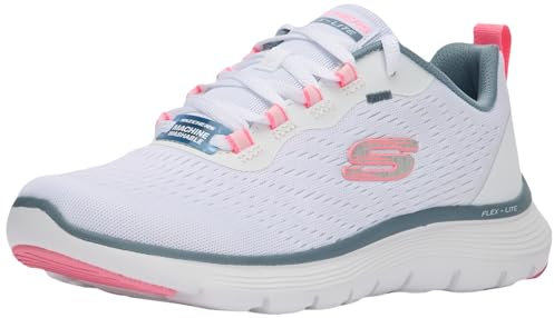Skechers - Flex Appeal 5.0, Scarpe da Ginnastica, Rete Nera con Finiture in Oro Rosa, 41 EU