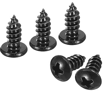 sourcing map 5 mm x 12 mm Kreuzschlitz-Flachkopf-Blechschraube, 50 Stück – 304 Edelstahl, Rundkopf-Holzschrauben, Vollgewinde (schwarz)