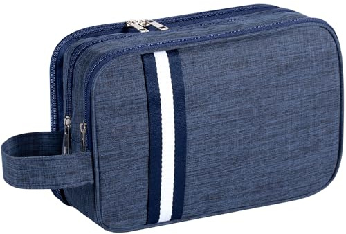 Kulturbeutel für Männer und Frauen, Kulturbeutel Reisezubehör, Kosmetiktasche Organizer, blau, Einzeln