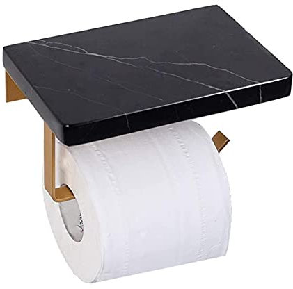 HASMI Toilettenpapierhalter Toilettenpapierhalter Natürliche Marmorgewebe Rollenaufhänger Holz Papier Handtuchhalter Badezimmer Toilettenpapier Rollhalter mit Regal Klorollenhalter (Color : B)