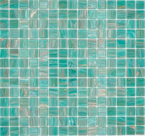 Glasmosaik Mosaikfliese Grün Türkis Kupfer changierend MOS230-G65