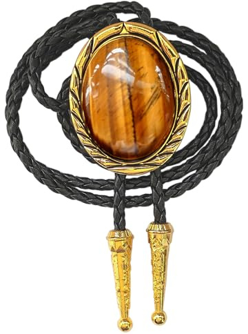 Himongoo Bolo-Krawatte mit Katzenauge, Kunstleder, für Herren und Damen, Western-Cowboy-Krawatte