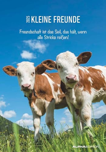 Alpha Edition - Kleine Freunde 2025 Bildkalender, 23,7x34cm, Wandkalender mit Platz für Notizen und vielen Infos, Bilder von Freunden, deutsches Kalendarium und Ferientermine DE/AT/CH