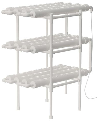 Akuoyiexemye Kit Idroponico Professionale 3 Strati, Sistema Coltivazione Senza Terra PVC con Pompa Integrata & 90 Posti, per Verdura/Frutta Interno/Esterno
