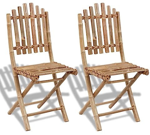 DYRJDJWIDHW Sun Garden,campingstuhl hochlehner,hochlehner gartenstuhl,Gartenstühle Klappbar 2 STK. Bambusauflagen, Kissen & Polster,gartenstuhl Metall,hochlehner auflagen,