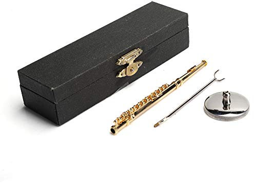 ANKROYU Puppenhaus-Miniaturflöte, 1:6 Mini-Puppenhausflöte, Kupfer, Miniatur-simuliertes Musikinstrument, Modellspielzeug, Gold Für Puppenhaus-Dekoration(Gold)