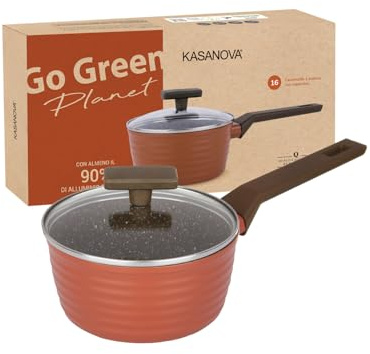 KASANOVA Casseruola 16 cm con coperchio Go Green Planet marrone Cottura