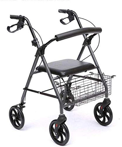Walker 2-in-1-Klapprollator, 4-rädriger medizinischer Rollator mit verstellbarem Griff und Tragetasche für Erwachsene und Senioren