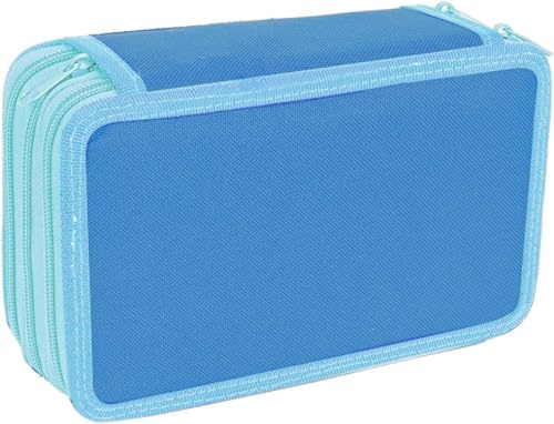RZXBB Mäppchen Reissverschluss,Groß Federmäppchen 4 Schichten Buntstifte Federmäppchen,Pencil Case für Mädchen, Schlamppermäppchen für Kunstschule, Büro, Reisen (Blau)