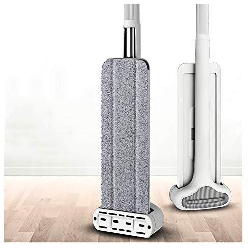 OUZBEM Squeeze Flat Cutting Mop Hände frei für Waschboden Haushalt Küche Böden Reinigung mit Mikrofaser-Ersatz-Moppkopf (Größe: 1 Mopp 5 Tuch) Vision