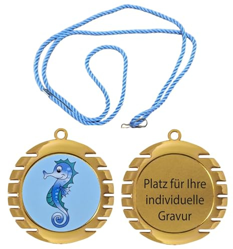 eberin · XL Medaille Schwimmen Ø 70mm · Seepferdchen · Frühschwimmer Medaillen · Schwimmabzeichen · Schwimmkurs · Medaille personalisierbar mit Gravur · Gold//Silber//Bronze