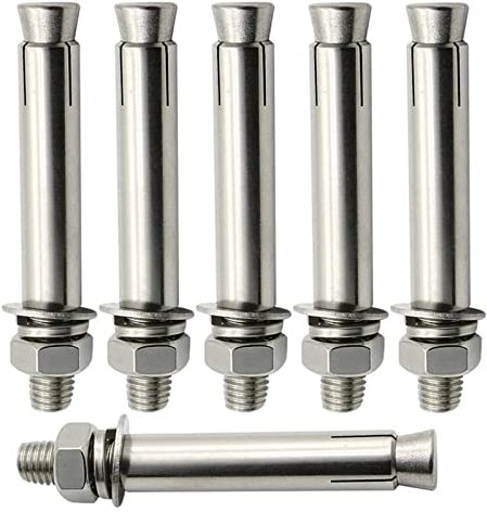 Dehnschrauben, Dehnhülsenankerschrauben aus Edelstahl, 6 Stück 304 Edelstahl Außensechskantmutter Dehnhülsenankerbolzen Hochleistungs-Befestigungsanker(M18*160)