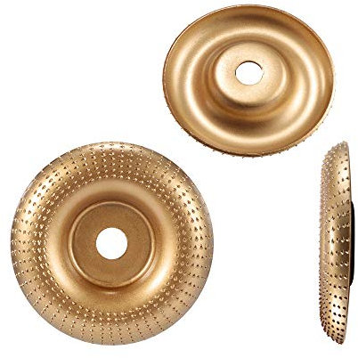 SZTVECFW Disque de meulage d'angle en Bois, Roue de ponçage, Sculpture, Outil Rotatif, Disque abrasif for meuleuse d'angle, revêtement en carbure de tungstène, alésage de 16 mm(Gold)