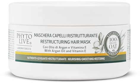 Phyto Live Laboratories Masque Restructurant - Masque de soin capillaire à l'Huile d'Argan et Vitamine E - Cheveux Secs, Traités et Cassants - 300 ml