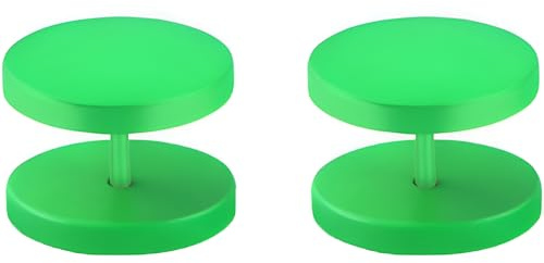 1 Pair Green 1.2 mm(16 G) Stainless Steel Flat Nap Screw Stud Fake Ear Plugs Gauges Hide Faux Tragus Hypoallergenic Flat Back Cartilage Earrings Body Piercing Jewelry Women Men 10 mm