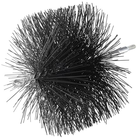 PATIKIL 6 Wire Chimney Cleaning Brush, Polypropylene Round Chimney Sweep Brush with M6 Fitting for Fireplace Burning Stove Tent Dryer Pipes, Silver