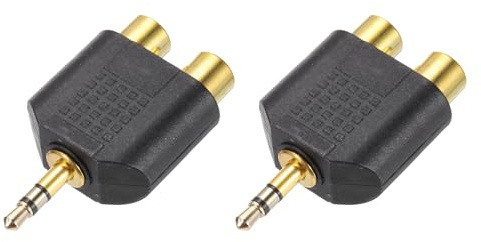sourcing map RCA to Speaker Wire Connector, 3.5mm Male to 2 RCA Female Audio Connector Dual RCA Adapter Video Cable Splitter RCA Converter Black 2pcs