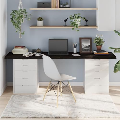 ShGaxin Tischplatte Dunkelgrau 200x50x4 cm Massivholz Eiche Behandelt, Arbeitsplatte, Holzplatte, Schreibtischplatte, Waschtischplatte, Küchenarbeitsplatte