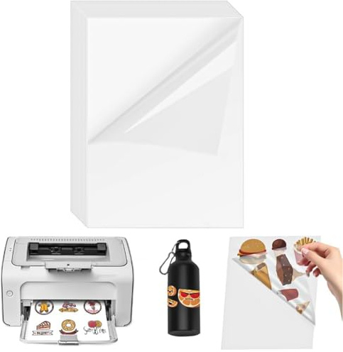 10 Stück Bedruckbare klebefolie transparent,Stickerpapier zum Stickerpapier zum selbst drucken a4, Reißfest Selbstklebende Bedruckbare klebefolie Kompatibel mit Tintenstrahl und Laserdrucker