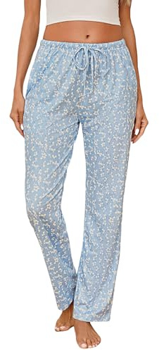 Jahetuul Pantaloni da Pigiama Lunghi Donna con Taglio | Dritto Pigiama Comodo in Cotone per Casa, Loungewear Morbido per Studentesse