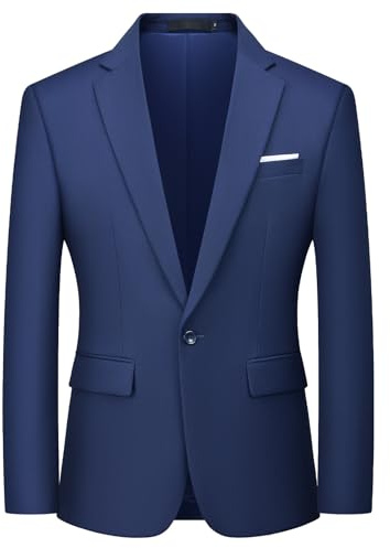 Autsel kavaj herr slim fit sportig herr kostymjacka business blazer, Marinblå, XXL
