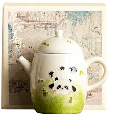 138Ml/5oz hand-painted carved panda dragon egg pot, ceramic household Kung Fu tea creative filter single pot - dragon egg pot [ box]