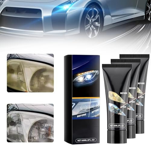 Kit profesional for restaurar faros delanteros: crema reparadora de arañazos y pasta pulidora de fórmula suave, con protección UV for una mayor claridad de los faros del coche.(A-3PCS)