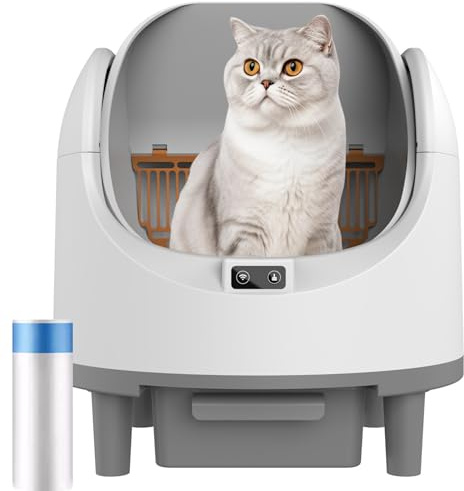 Selbstreinigende Katzentoilette, Oben Offene Automatisches Katzenklo, Integrierter Sicherheitsschutz, APP-Steuerung, Self Cleaning Cat Litter Box für Mehrkatzenhaushalte