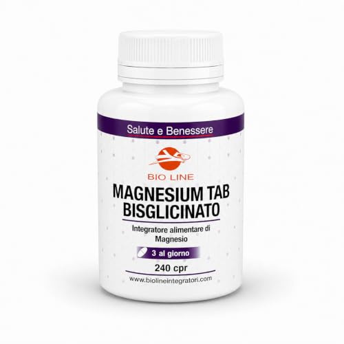 Laboratori Bio Line - Magnesio Bisglicinato 240 Compresse, Integratore Magnesio (Magnesium Bisglycinate) Aiuta Contro Affaticamento e Stanchezza, per Uomo e Donna
