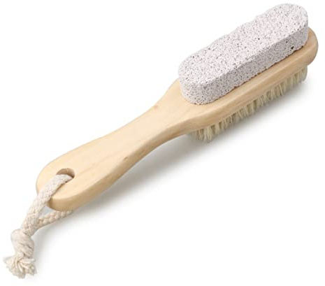 Brosse Pieds en Bois avec Pierre et Poils de Sanglier | Brosse Poils de Sanglier, Augmente la Circulation Sanguine, Exfolie la Peau, Usage Régulier